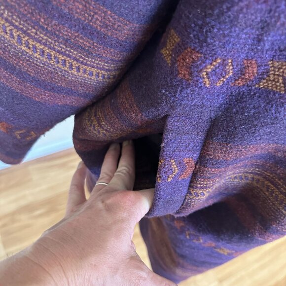 Womens Aztec Print Purple & Orange Striped Jacket Coat 1X Pockets Western Button - Picture 10 of 15